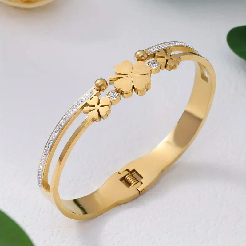 bracelet en or Open Clover