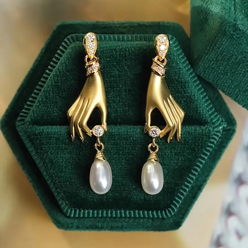 Boucles d'oreilles perles Golden Hand