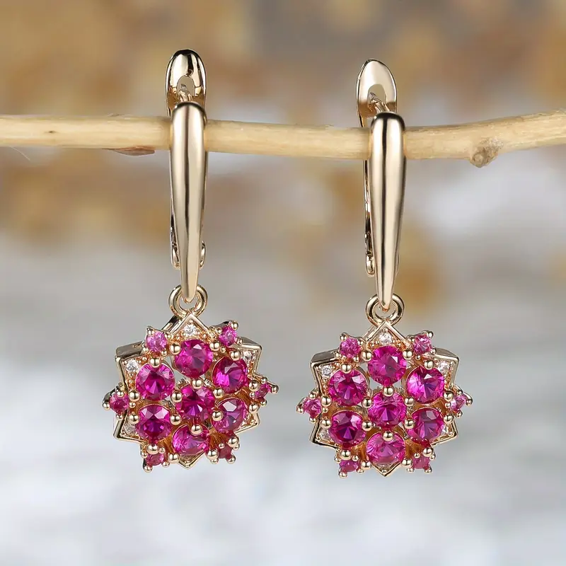 Boucles d'oreilles Fleur de Lumière Rose Or