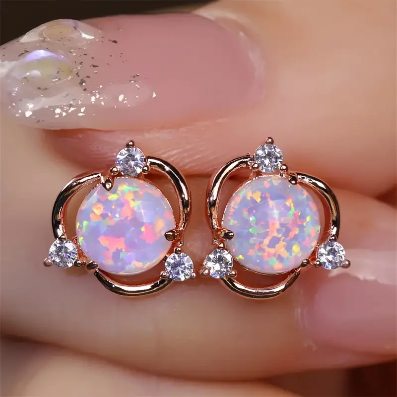 Boucles d'oreilles en or à l'opale rose