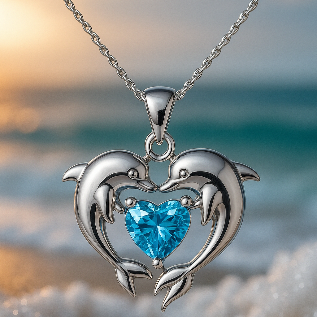 Collier Double Dauphin d'Amour en Argent