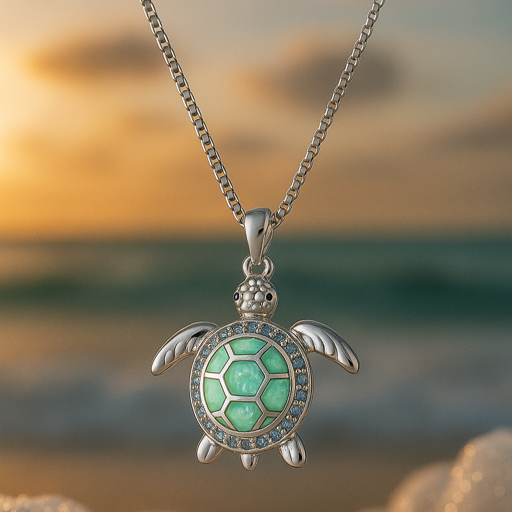 Collier Tortue en Opale Turquoise