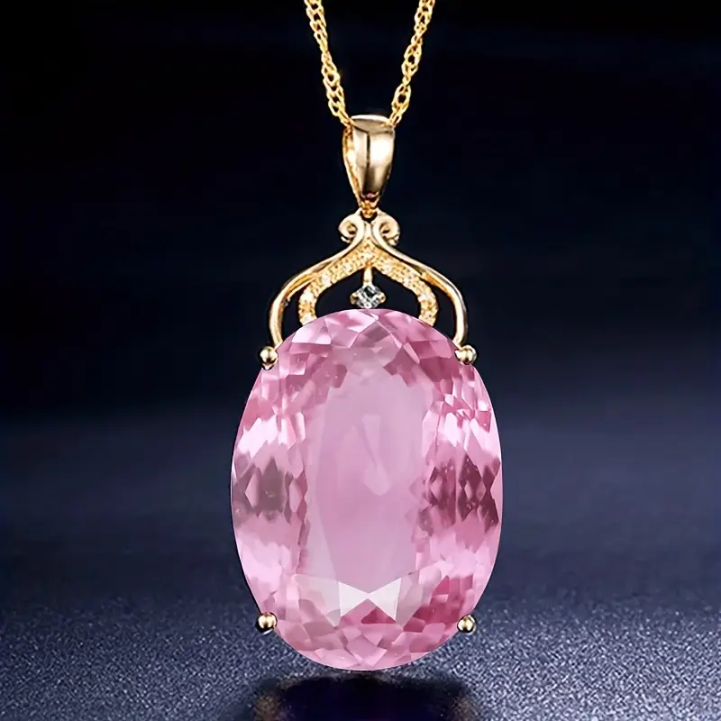 Collier en verre rose et or