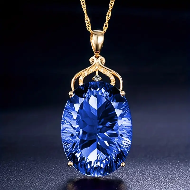 Collier en verre bleu or