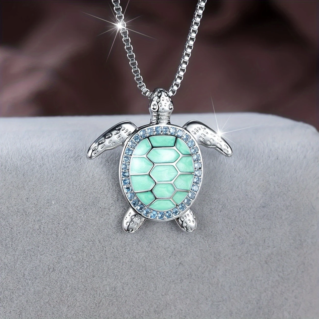 Collier Bright Turtle en Opale Turquoise