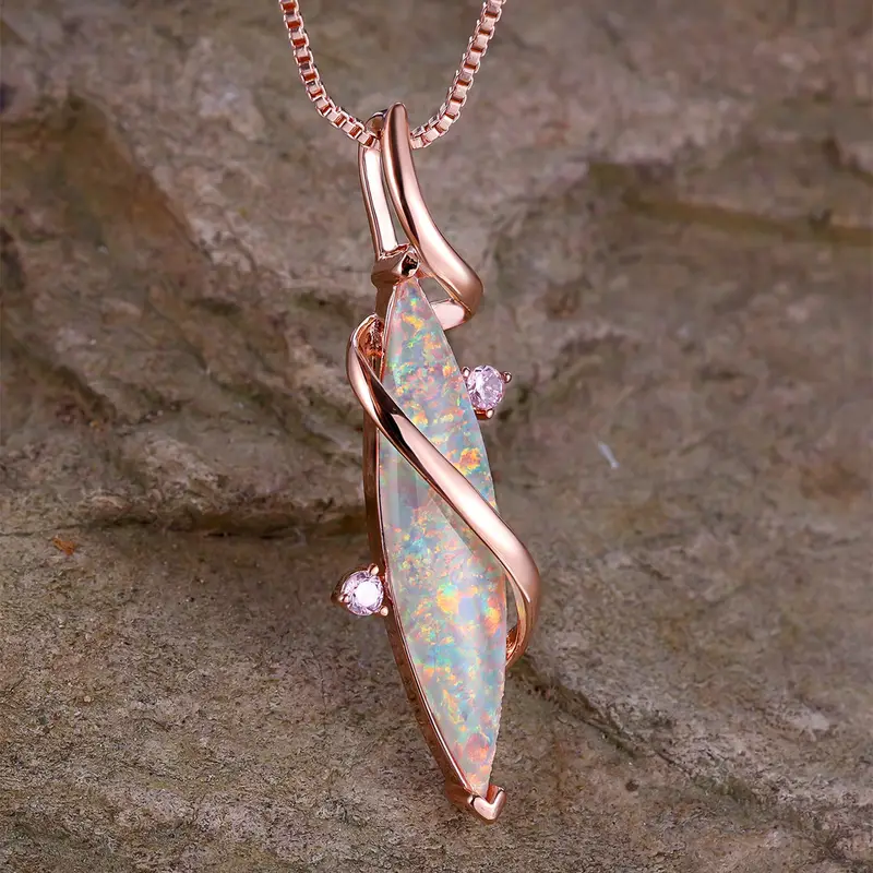 Collier pendentif en rose en opale
