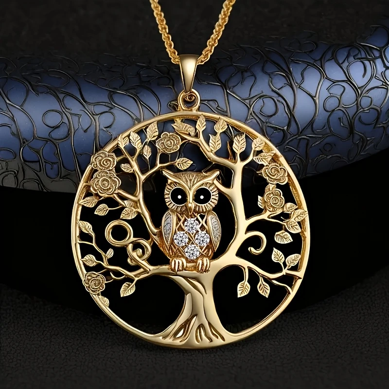 Collier Chêne de Vie avec Chouette Dorée