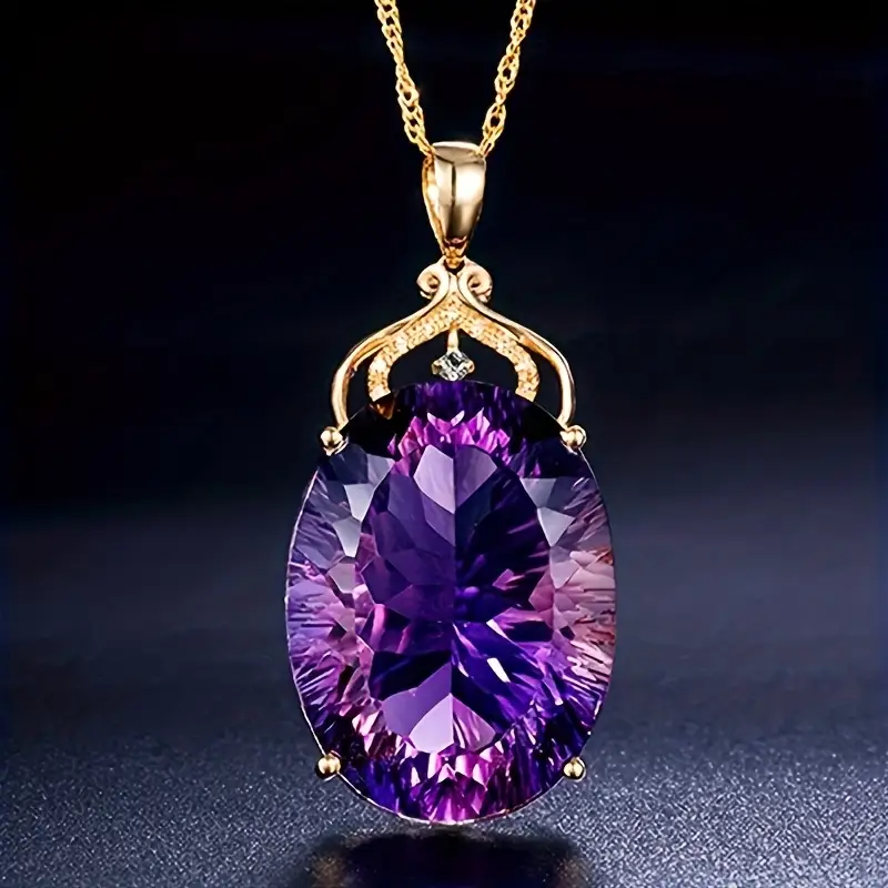 Collier en cristal violet vintage