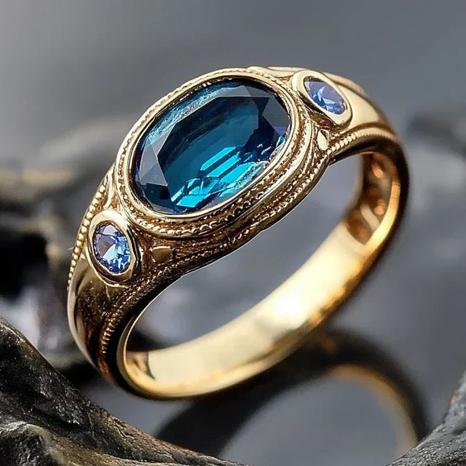 Bague Bleue Vintage Brillante