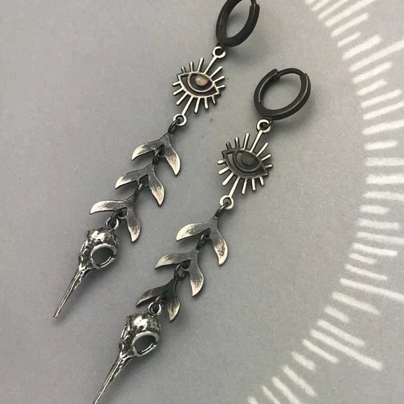 Boucles d'oreilles pendentifs en masque bohème en argent
