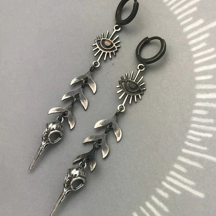 Boucles d'oreilles pendentifs en masque bohème en argent
