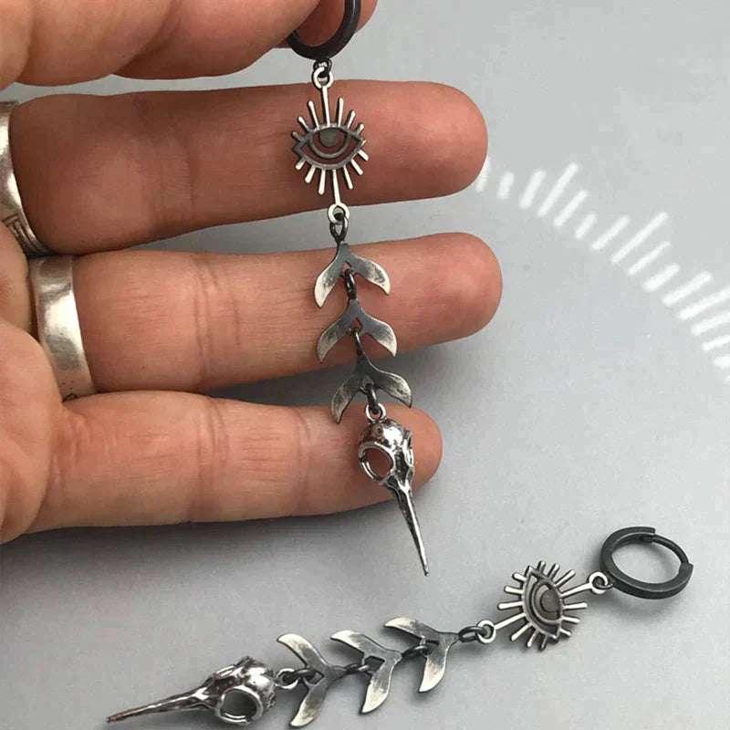 Boucles d'oreilles pendentifs en masque bohème en argent