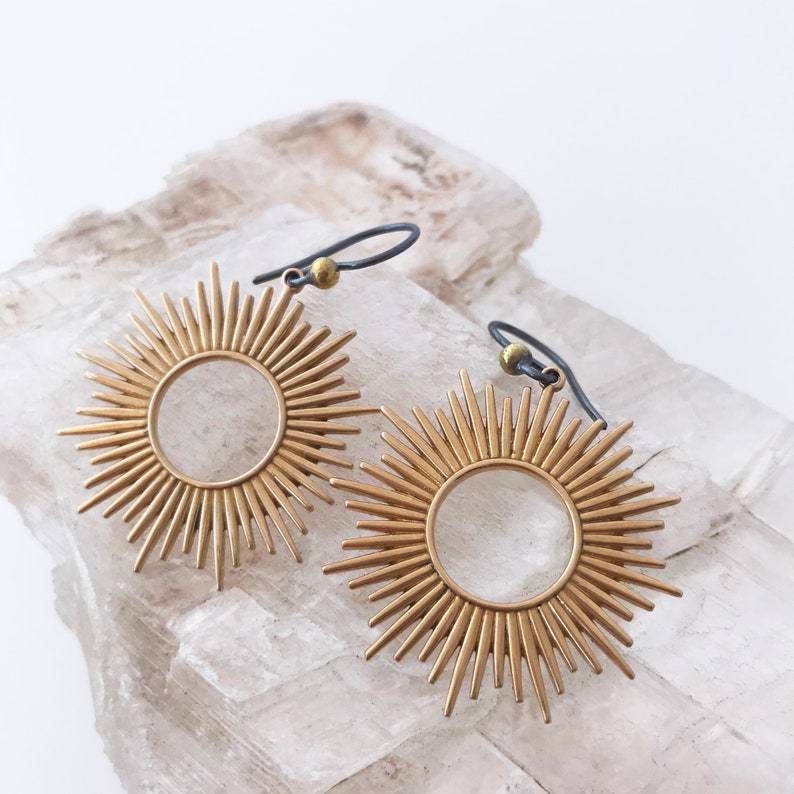 Boucles d'oreilles en argent bohème solaire
