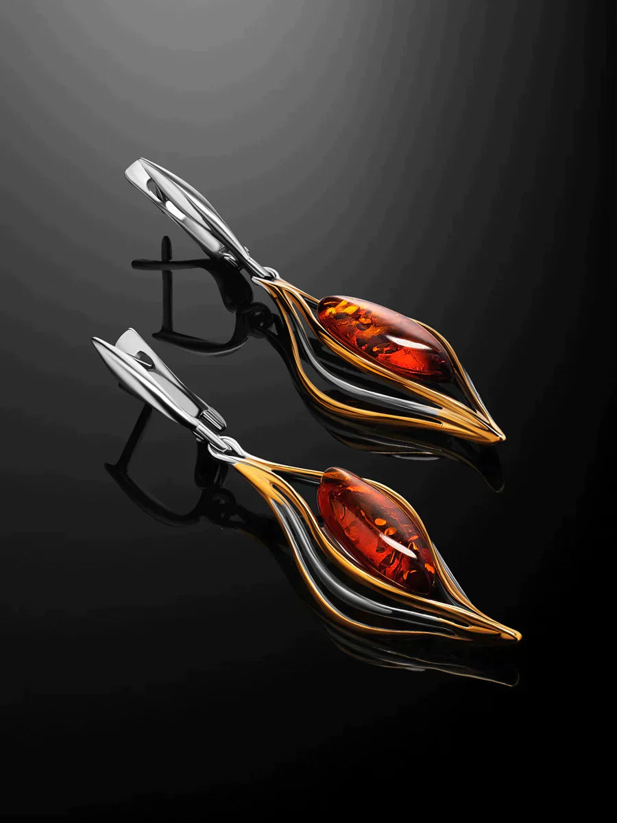 Boucles d'oreilles en pierre de feu bohème en argent