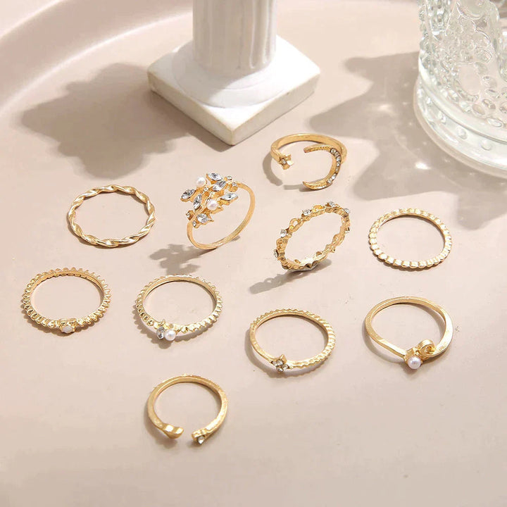 Lot de 10 bagues bohèmes plaquées argent et or - Bijoux élégants à empiler
