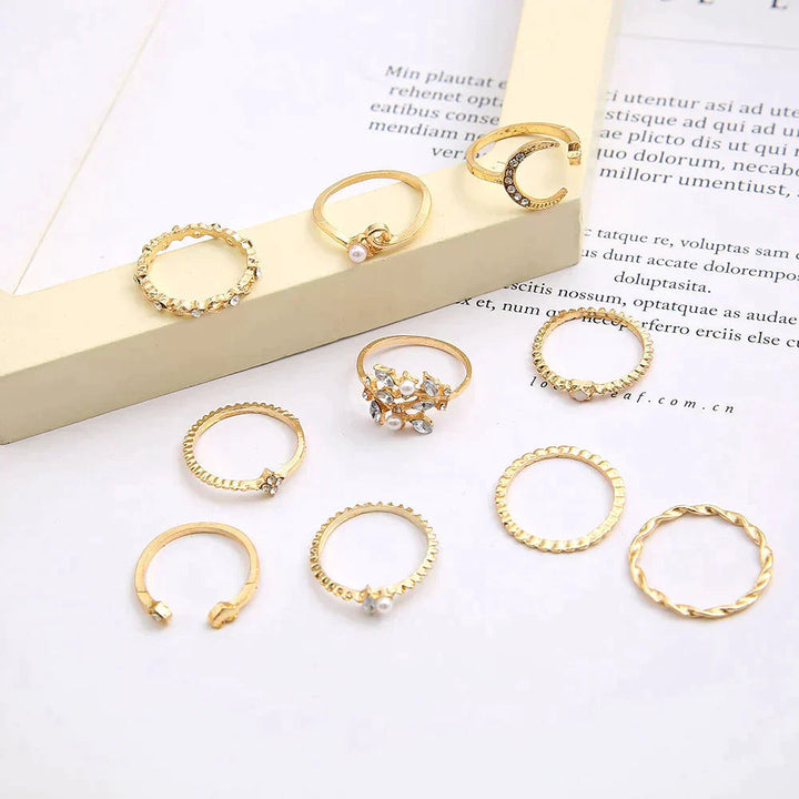 Lot de 10 bagues bohèmes plaquées argent et or - Bijoux élégants à empiler