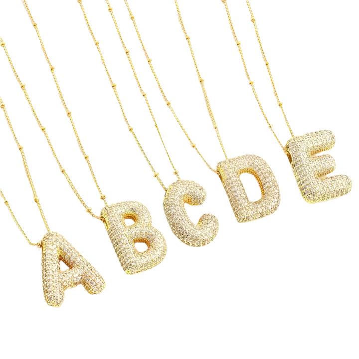 Collier initial en lettres bulles en argent