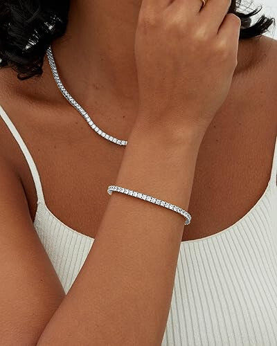 Bracelet tennis en moissanite argenté