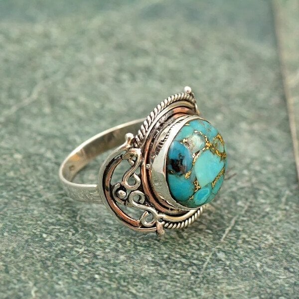 Bague bohème en turquoise