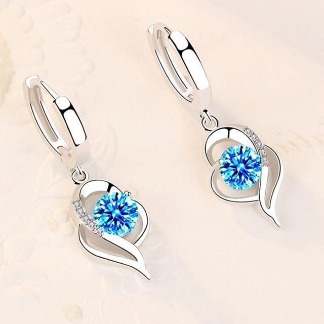 Boucles d'oreilles florales en argent sterling 925 avec incrustation de zirconium