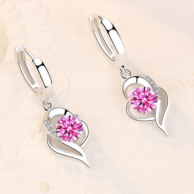 Boucles d'oreilles florales en argent sterling 925 avec incrustation de zirconium