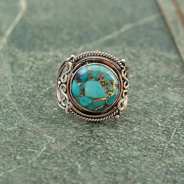 Bague bohème en turquoise