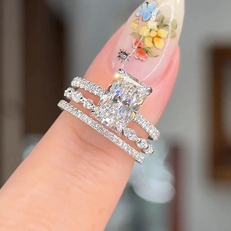 Ensemble de 3 bagues de mariage Jaily en argent
