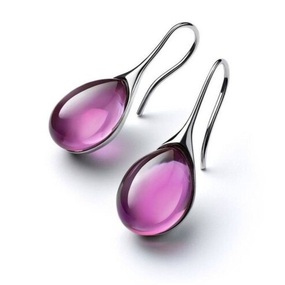 Boucles d'oreilles avec goutte en cristal en or et en argent