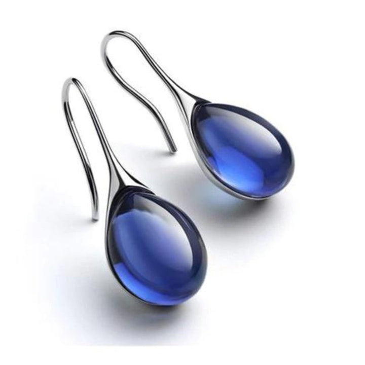 Boucles d'oreilles avec goutte en cristal en or et en argent