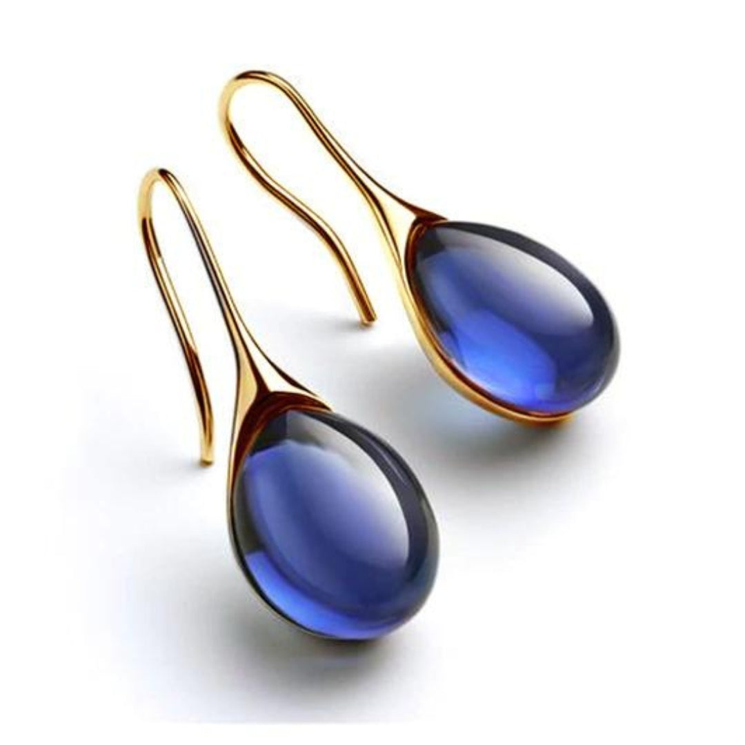 Boucles d'oreilles avec goutte en cristal en or et en argent