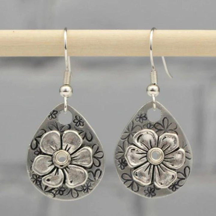 Boucles d'oreilles florales bohème en argent