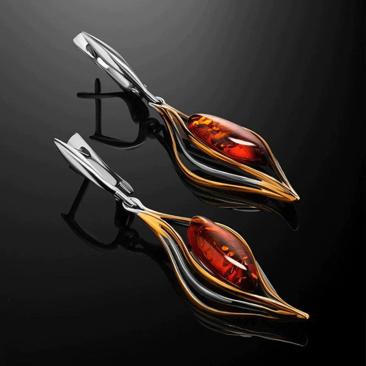 Boucles d'oreilles en pierre de feu bohème en argent