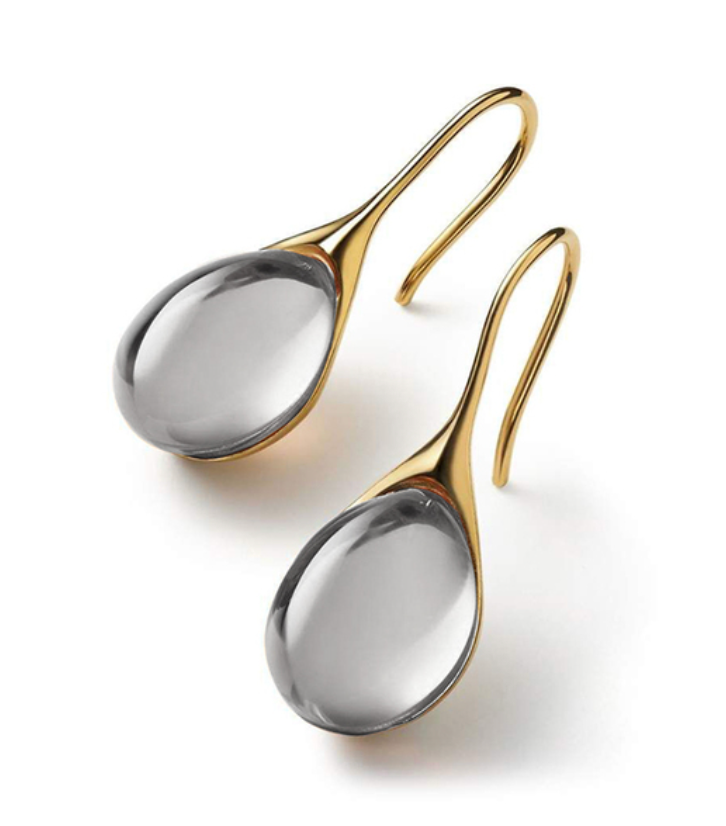 Boucles d'oreilles avec goutte en cristal en or et en argent