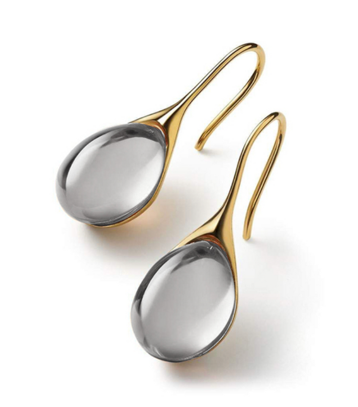 Boucles d'oreilles avec goutte en cristal en or et en argent