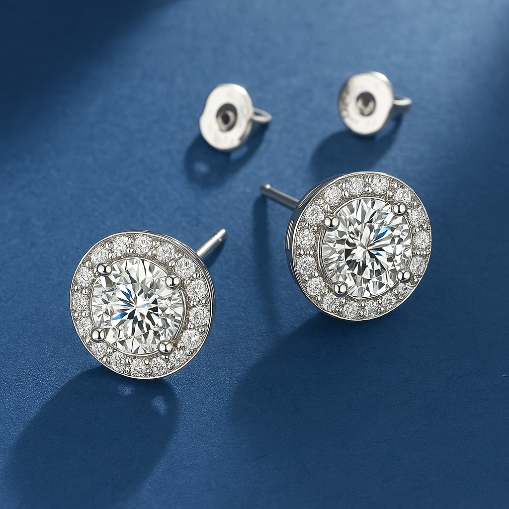 Boucles d'oreilles rondes Glacé Glamour en argent