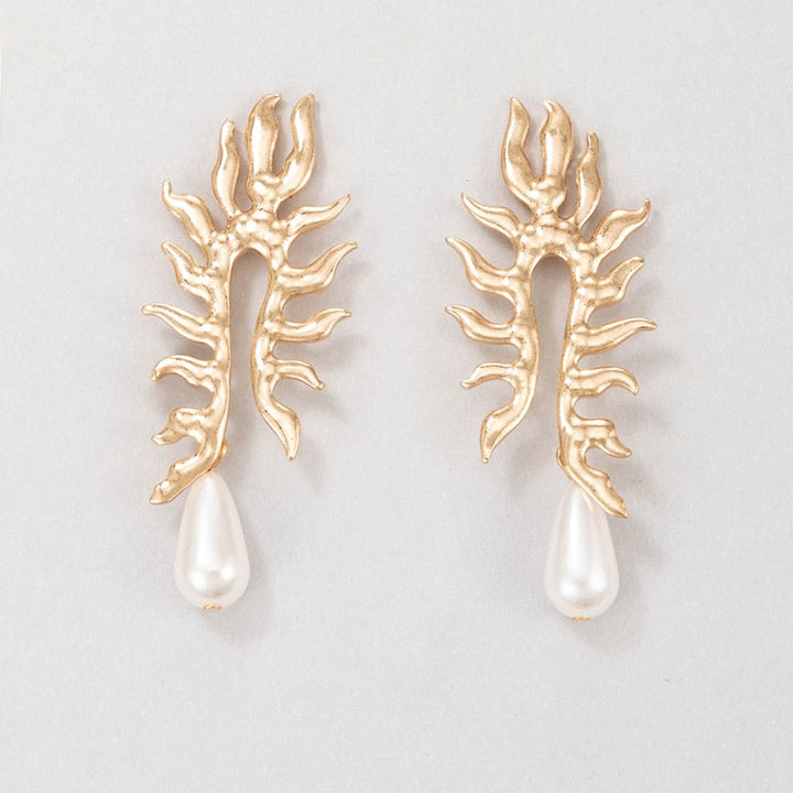 Boucles d'oreilles en corail avec finition perle d'eau douce
