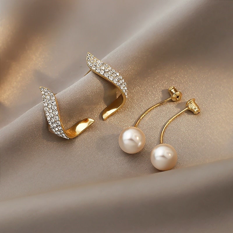 Boucles d'oreilles élégantes en perles d'or