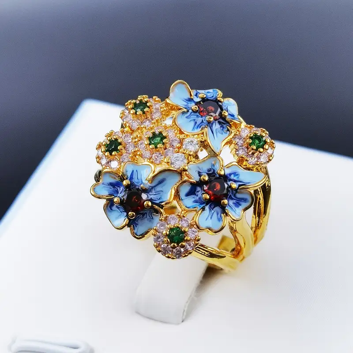 Bague en émail à fleurs