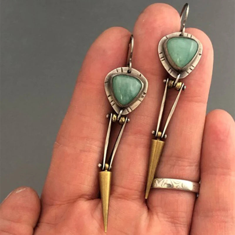 Boucles d'oreilles en résine verte style bohème ethnique
