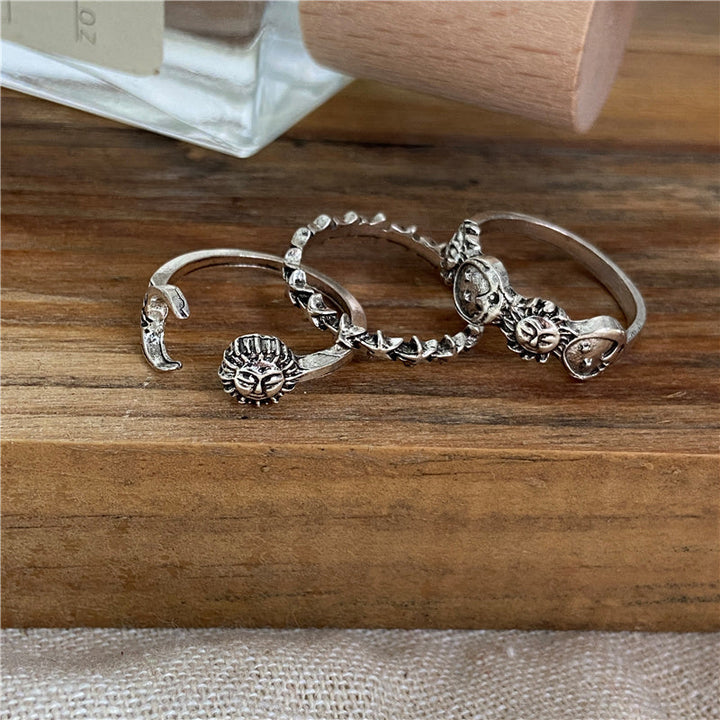Lot de bagues vintage en argent with lune et étoile