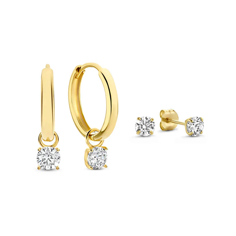 Ensemble de boucles d'oreilles en pierre de Larmes de Lune en argent