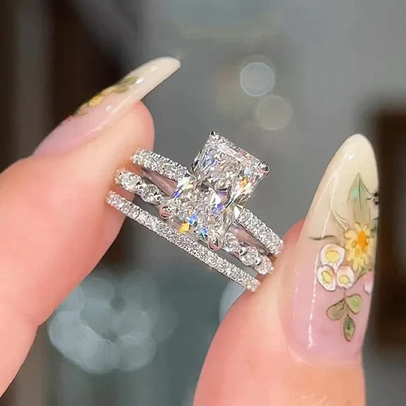 Ensemble de 3 bagues de mariage Jaily en argent