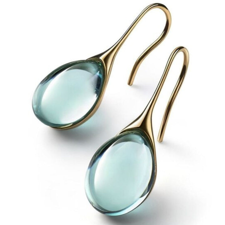 Boucles d'oreilles avec goutte en cristal en or et en argent