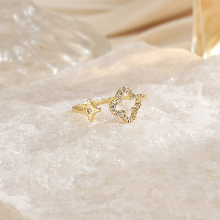Bague Élégante en Or Doré Brillant