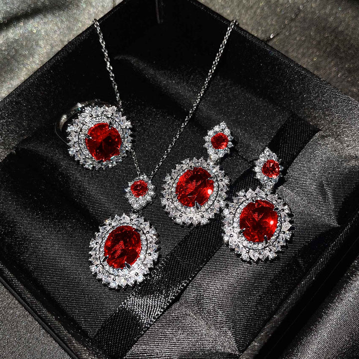 Parure de bijoux en argent rouge