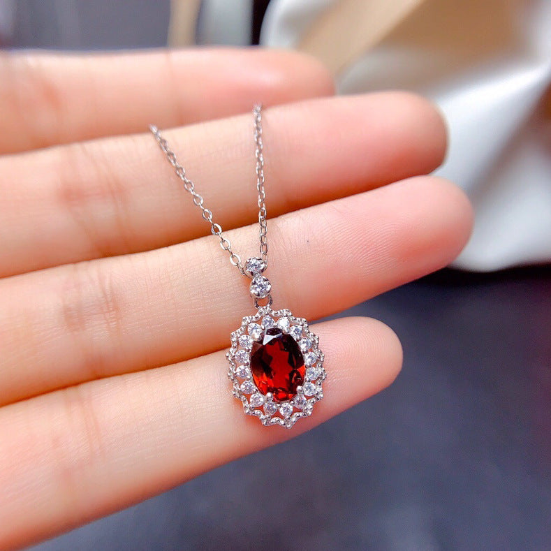 Parure de bijoux en argent et rouge