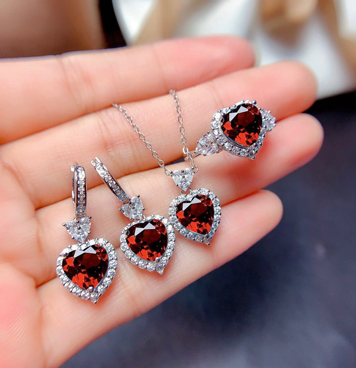 Ensemble de bijoux en argent rouge Amorique