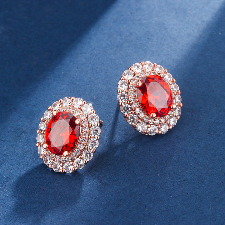Parure de bijoux en or rose et rouge