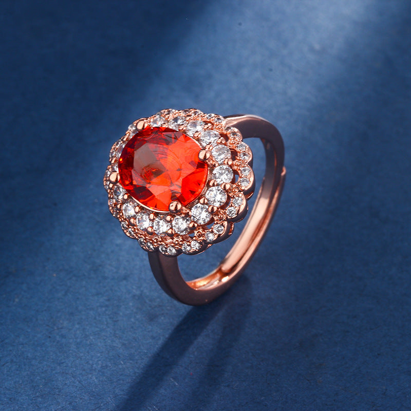 Parure de bijoux en or rose et rouge