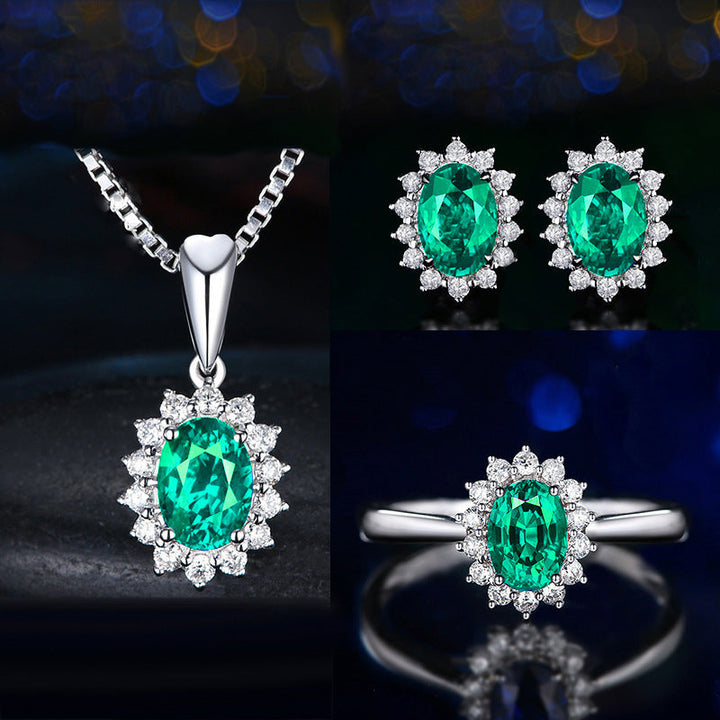 Ensemble de bijoux Fleurane en argent et vert